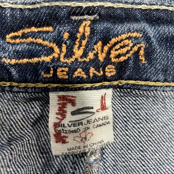 Silver Jeans Ravi cotton denim blue raw hem mini skirt size 26 - Picture 6 of 11